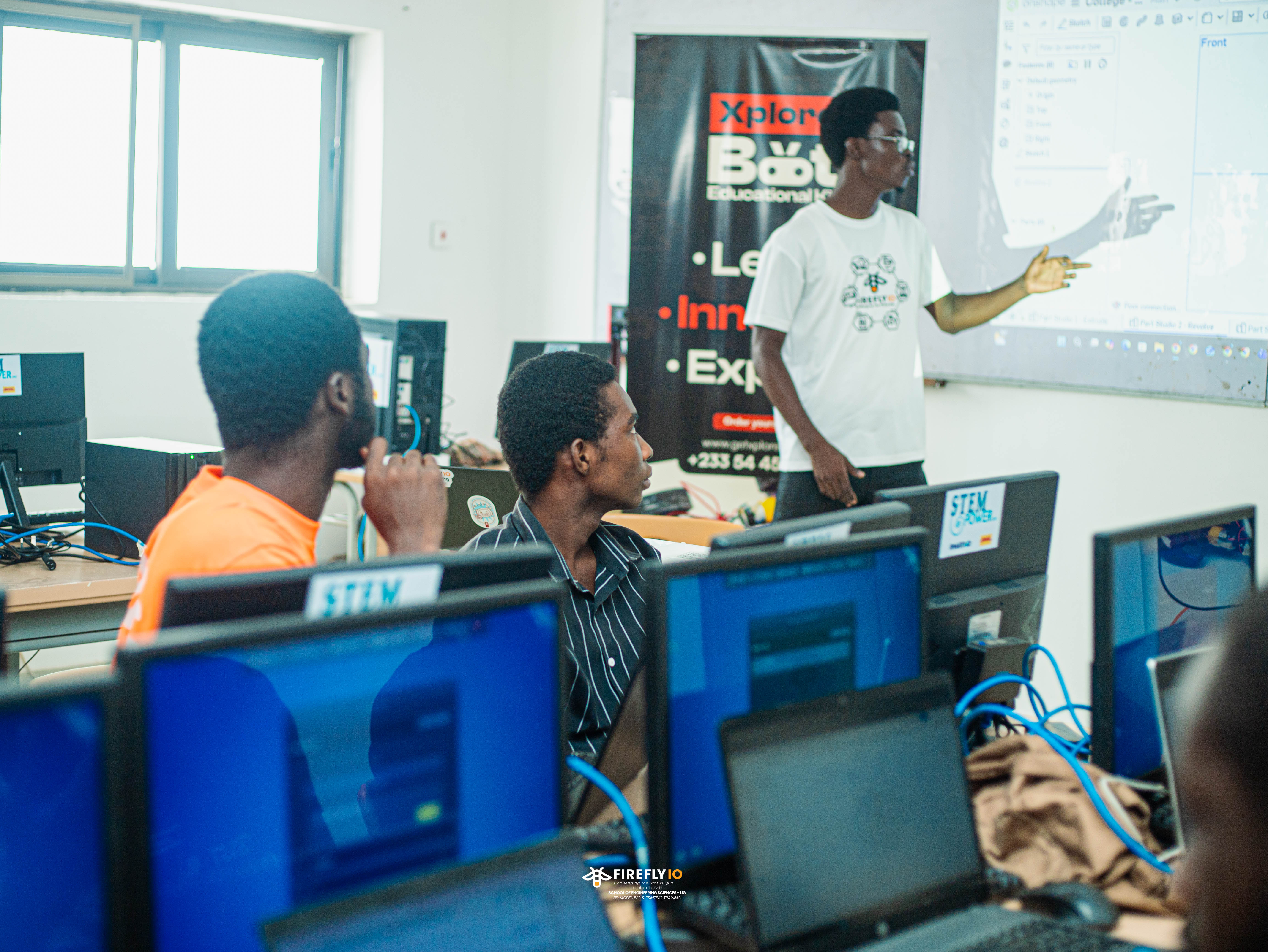 Facilitating a 3-day intensive 3D modeling and printing session for students from the School of Engineering Sciences, University of Ghana, Legon.