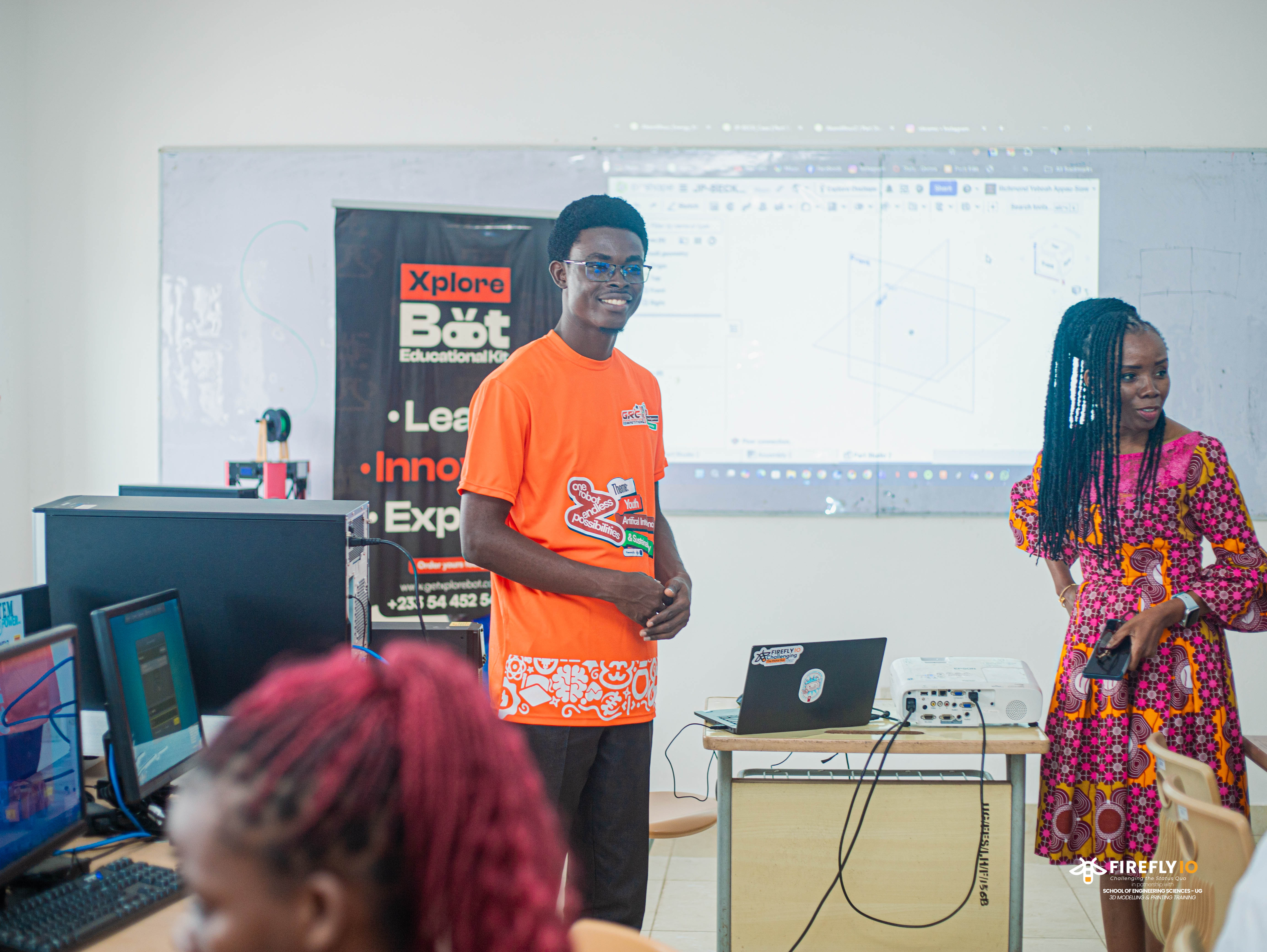 Facilitating a 3-day intensive 3D modeling and printing session for students from the School of Engineering Sciences, University of Ghana, Legon.