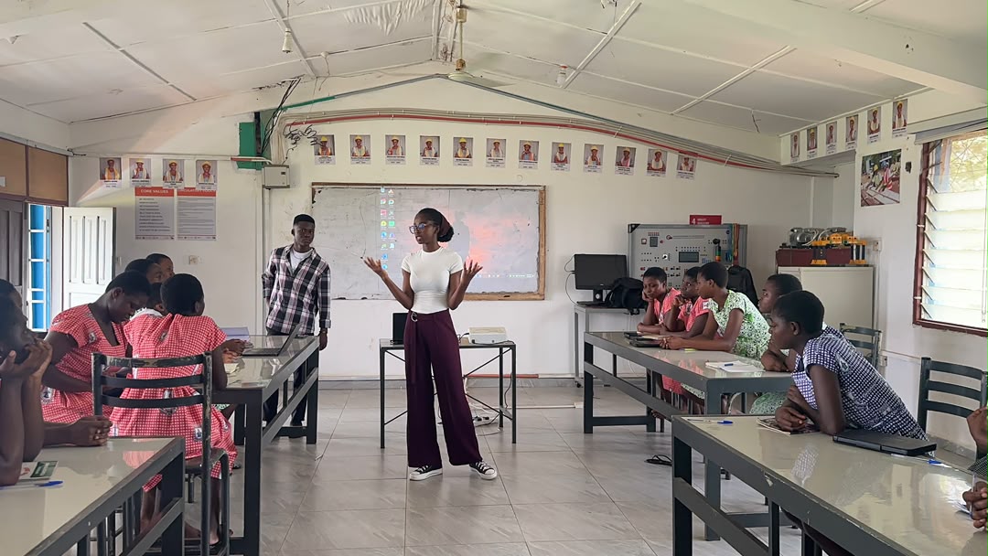 RichTechWorld handling the STEM section of the Power Of You outreach in Afua Kobi Apem Girls SHS.