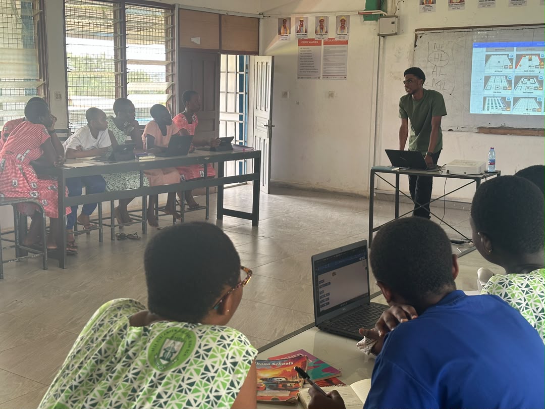 RichTechWorld handling the STEM section of the Power Of You outreach in Afua Kobi Apem Girls SHS.