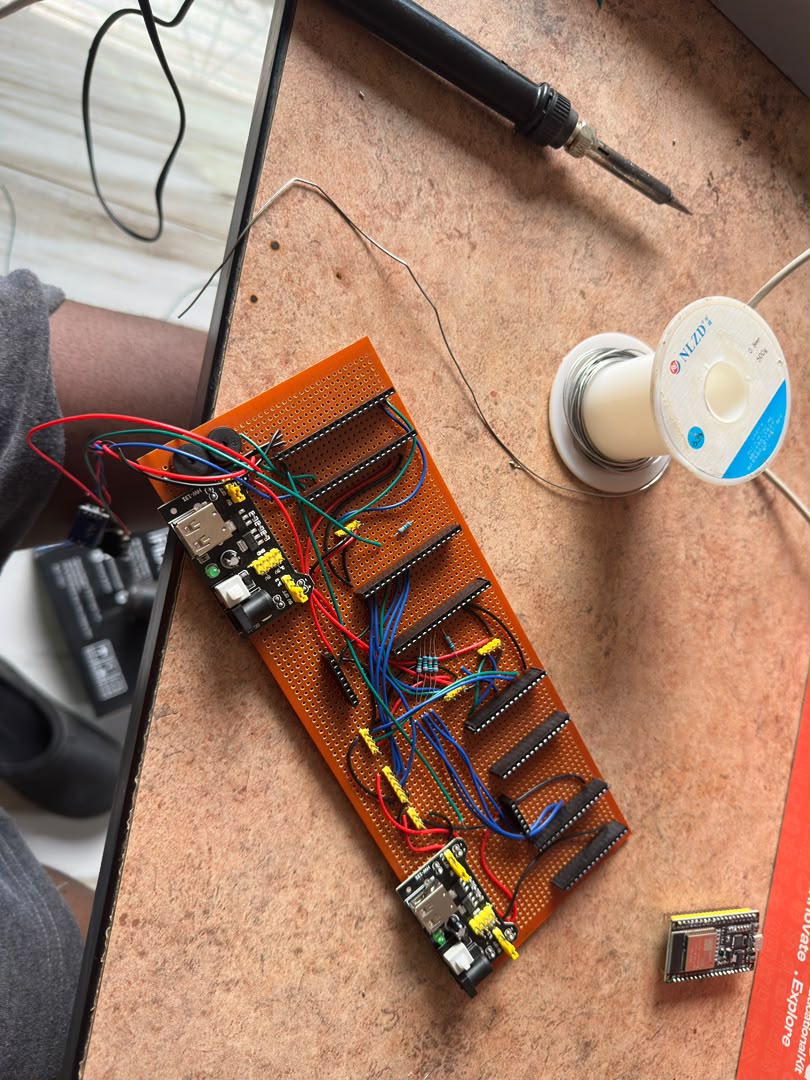 Custom designed circuit board for prototyping.
