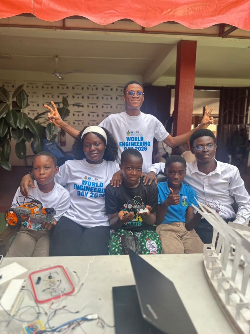 Delivering basic STEM training to students in Nkwatia during a community outreach to mark World Engineers Day.